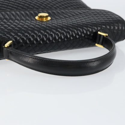 Bally Vintage Handbag Quilted Leather, BLACK, LEATHER, Handbag