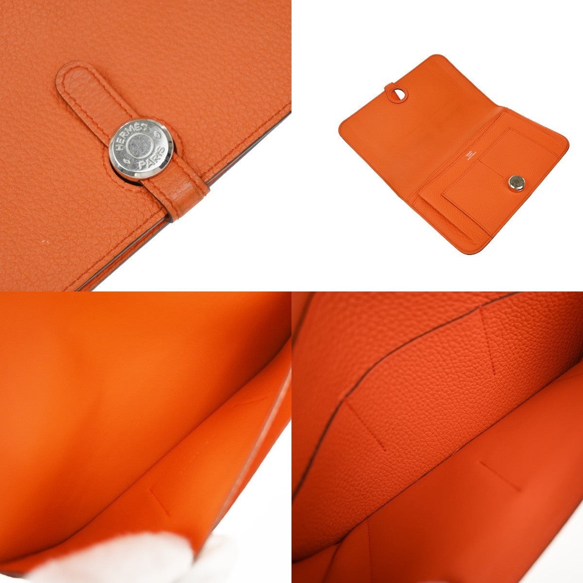 Hermes Dogon Duo Combined Wallet Leather, ORANGE, LEATHER, Wallets