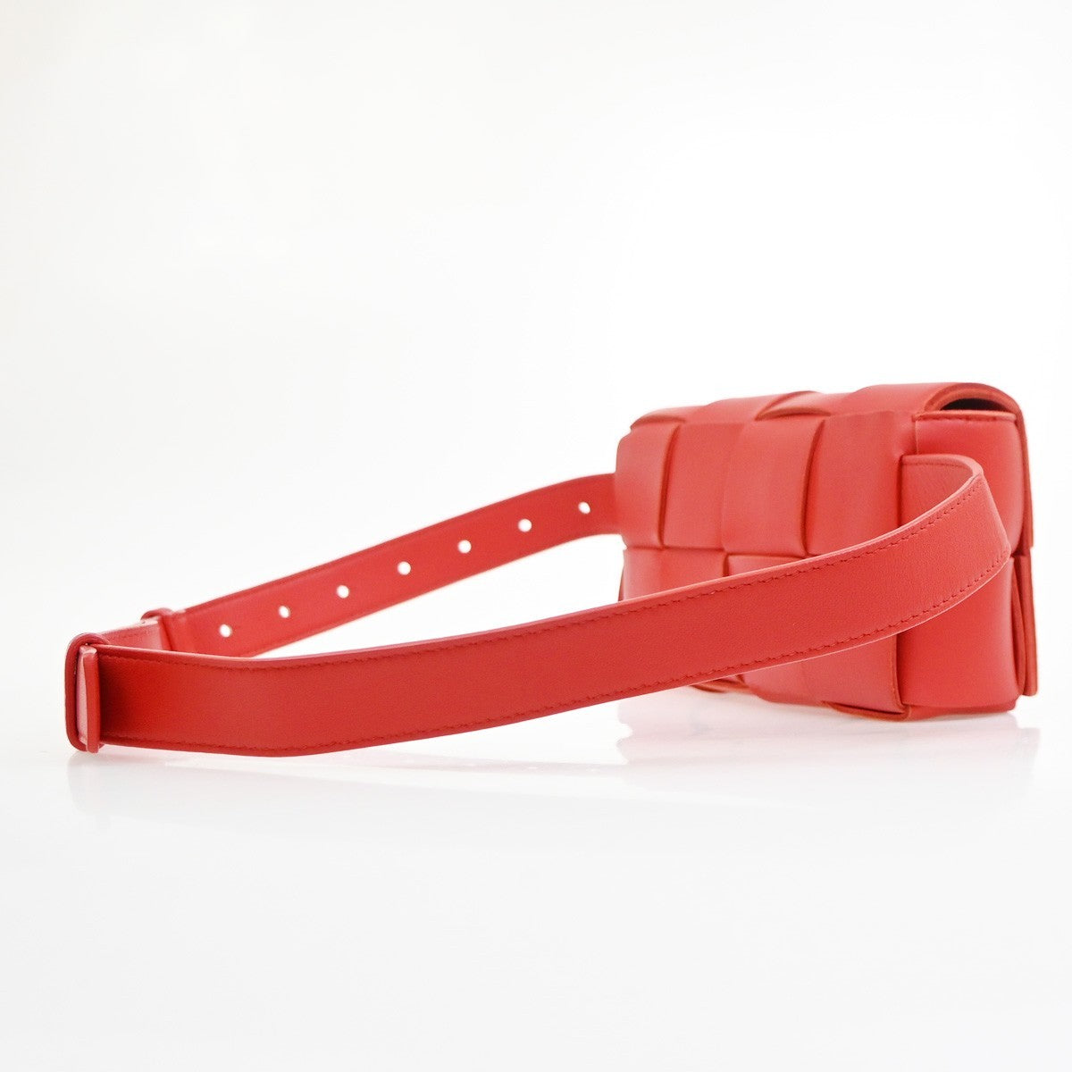 Bottega Veneta Cassette Belt Bag Maxi Intrecciato Leather, Red, Leather, Clutch