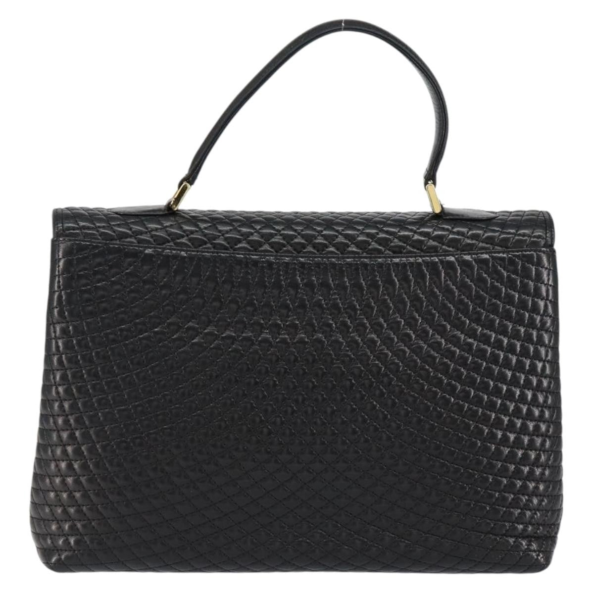 Bally Vintage Handbag Quilted Leather, BLACK, LEATHER, Handbag