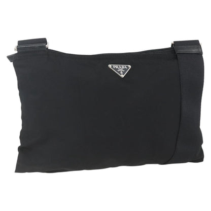 Prada Flat Messenger Bag Tessuto, BLACK, NYLON, Shoulder bag