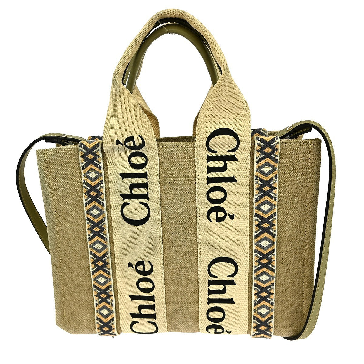 Chloe Woody Friendship Tote Canvas, BEIGE, CANVAS, Tote bag