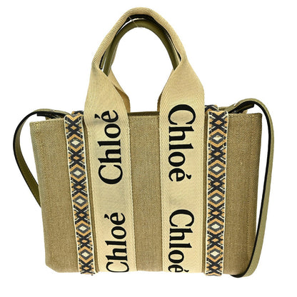 Chloe Woody Friendship Tote Canvas, BEIGE, CANVAS, Tote bag