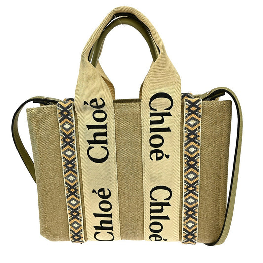 Chloe Woody Friendship Tote Canvas, BEIGE, CANVAS, Tote bag