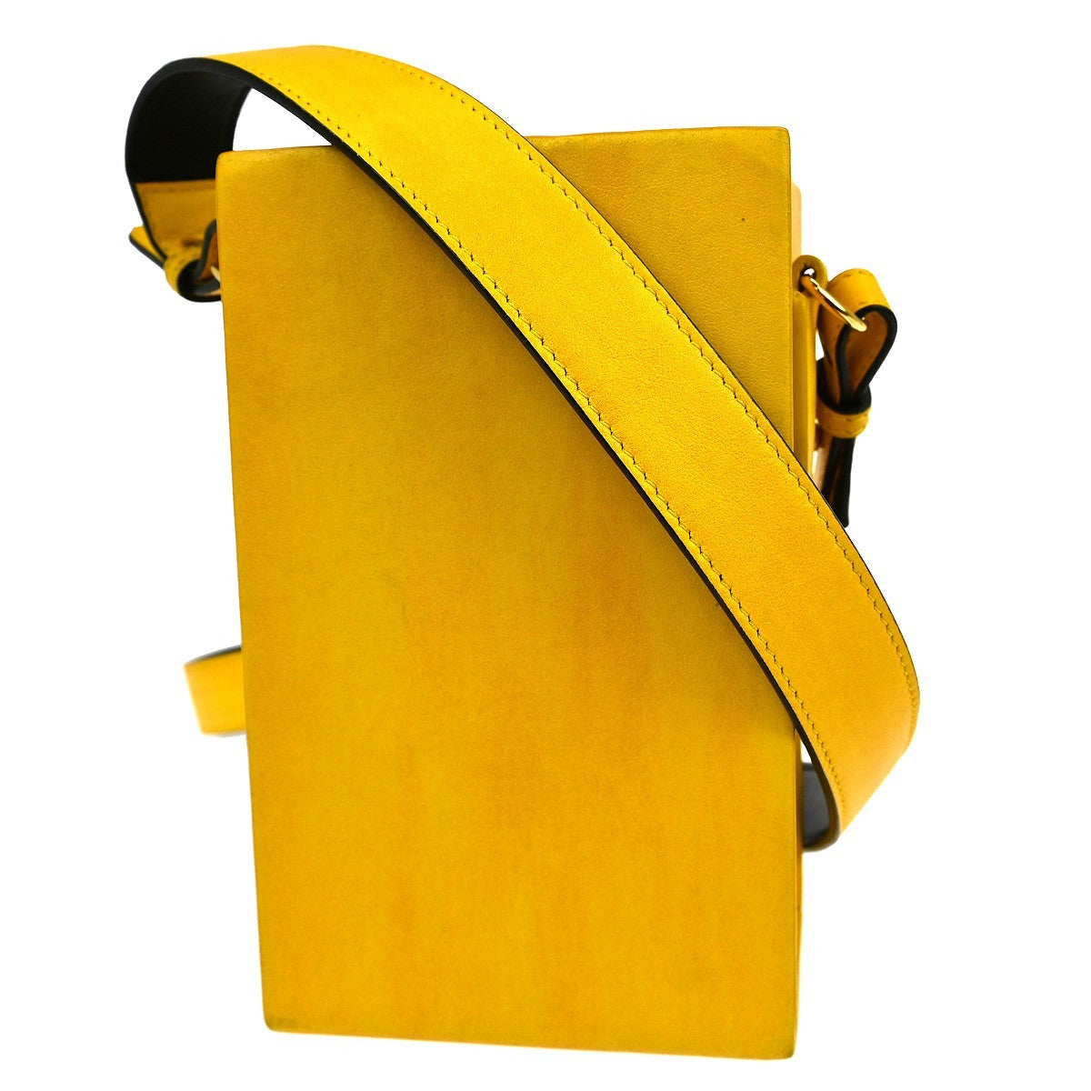 Fendi Logo Vertical Box Crossbody Bag Leather, YELLOW, LEATHER, Shoulder bag