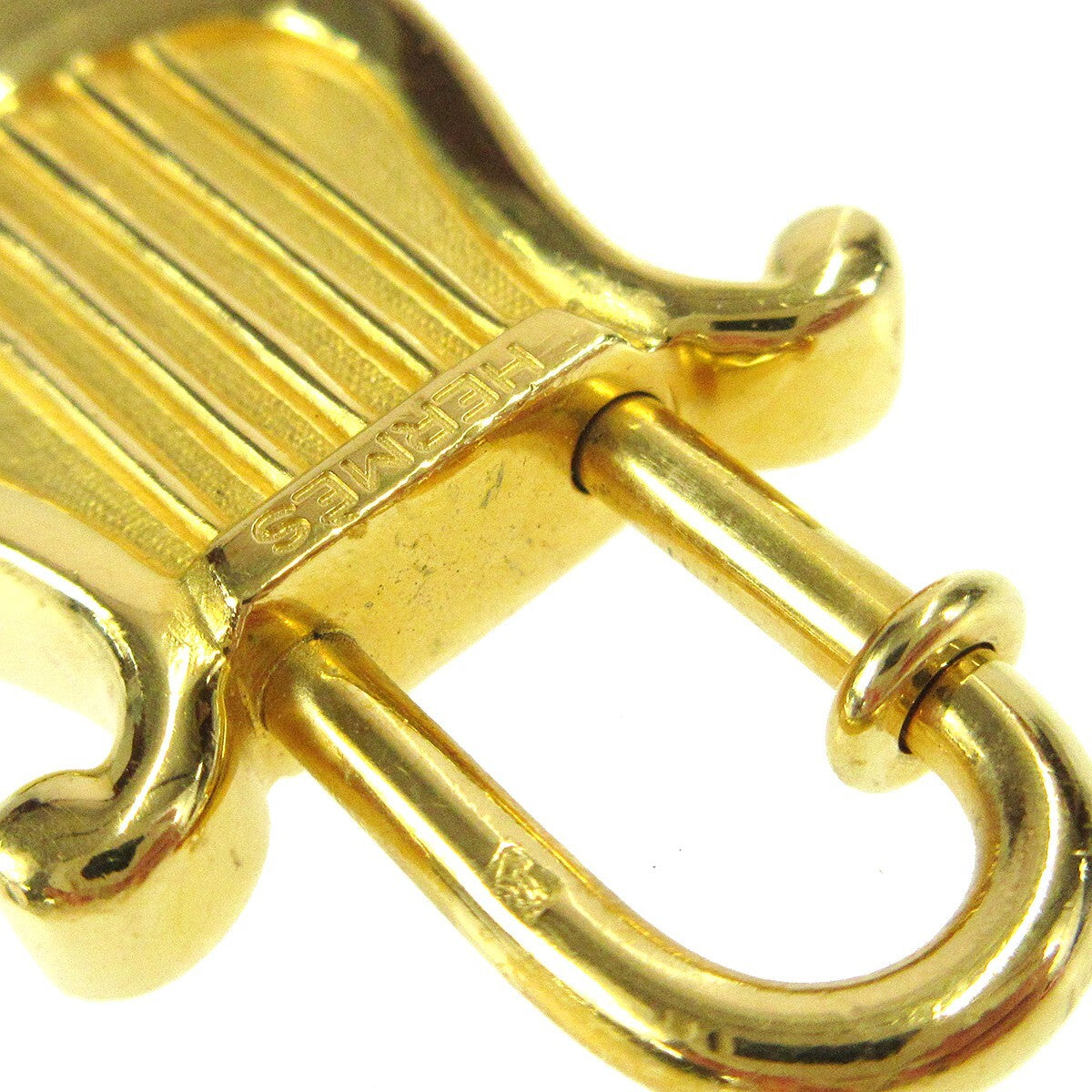 Hermes Harp Cadena Padlock 1996 Limited Metal Design, GOLD, GOLD, Charms and Keychains