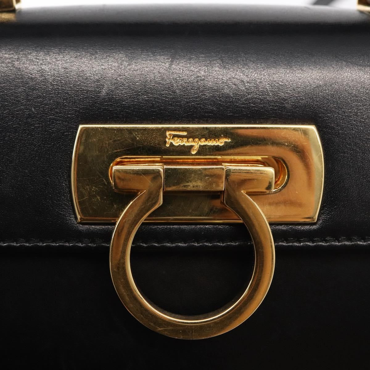 Salvatore Ferragamo Convertible Top Handle Bag Leather, BLACK, LEATHER, Handbag