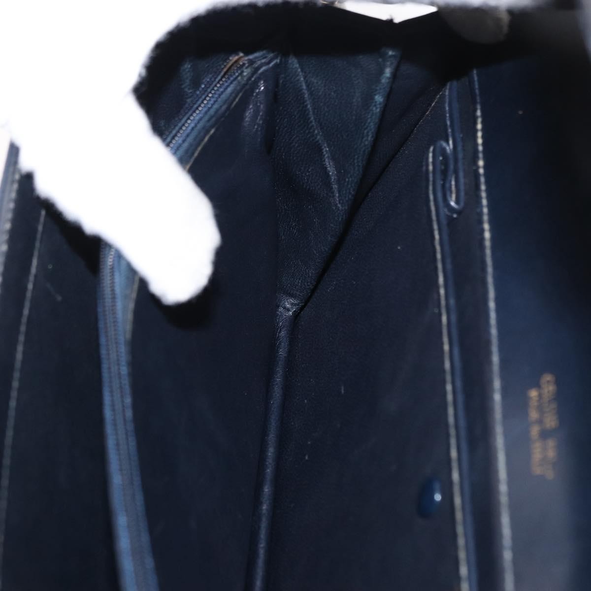 Celine Vintage Carriage Flap Bag Leather, NAVY, LEATHER, Shoulder bag