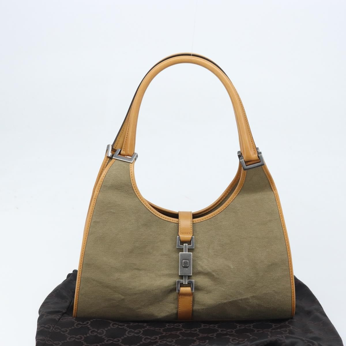 Gucci Vintage Jackie Handbag Canvas, Beige, Canvas, Handbag