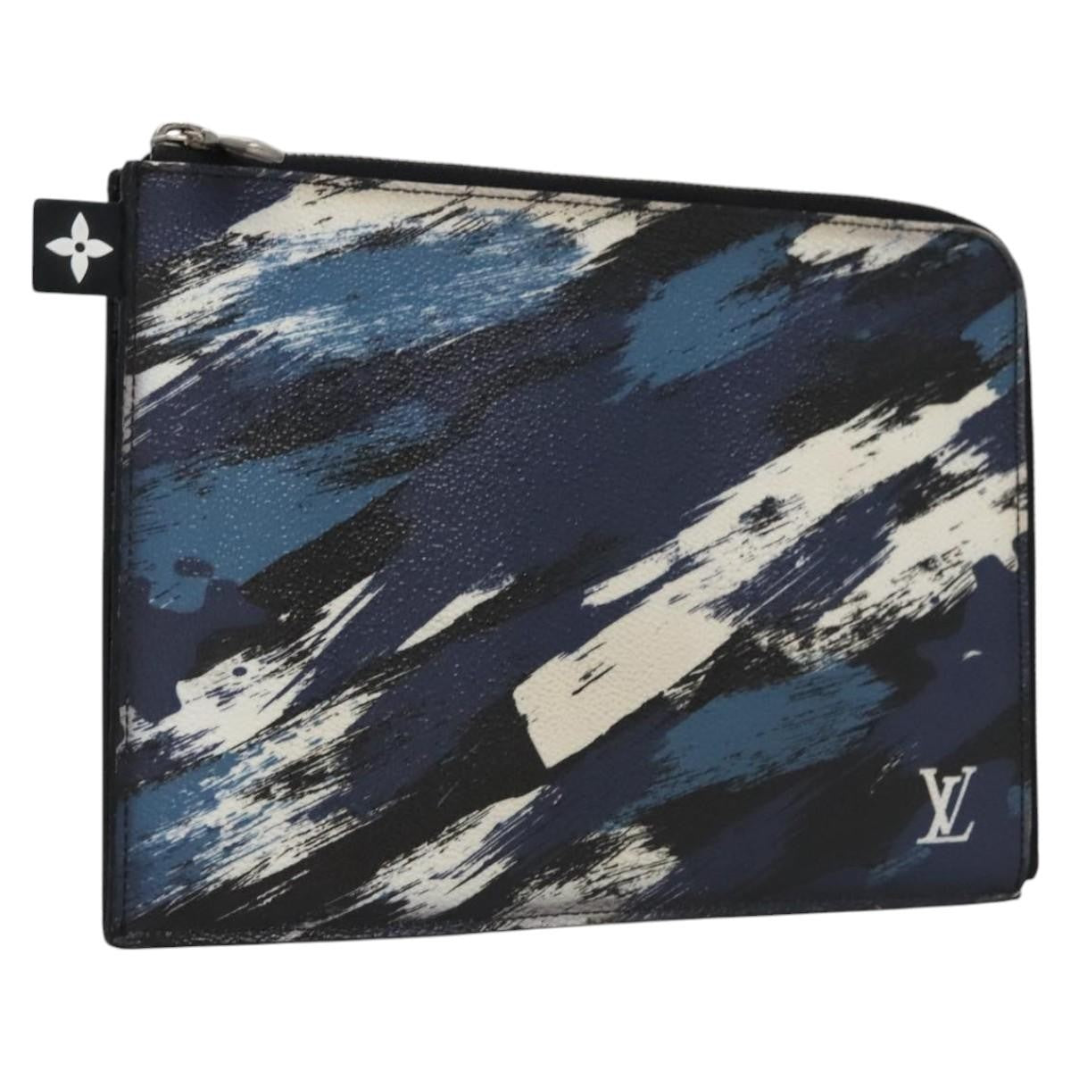 Louis Vuitton Pochette Jour Limited Edition Camouflage Printed Coated Canvas, BLUE, LEATHER, Clutche & pouche
