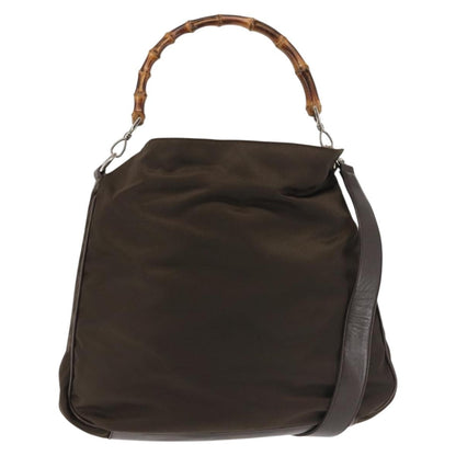 Gucci Vintage Bamboo Handle Bag Nylon, Khaki, Nylon, Handbag