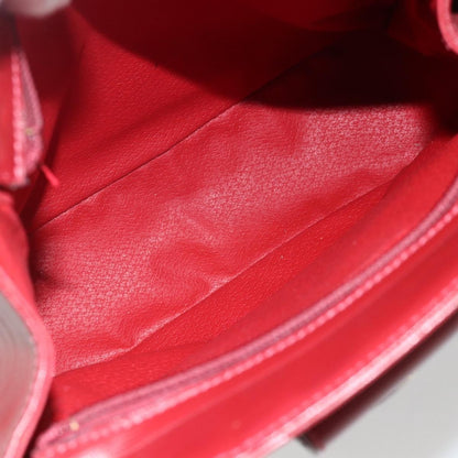 Celine Circle logo Leather, Burgundy, Leather, Tote Bag