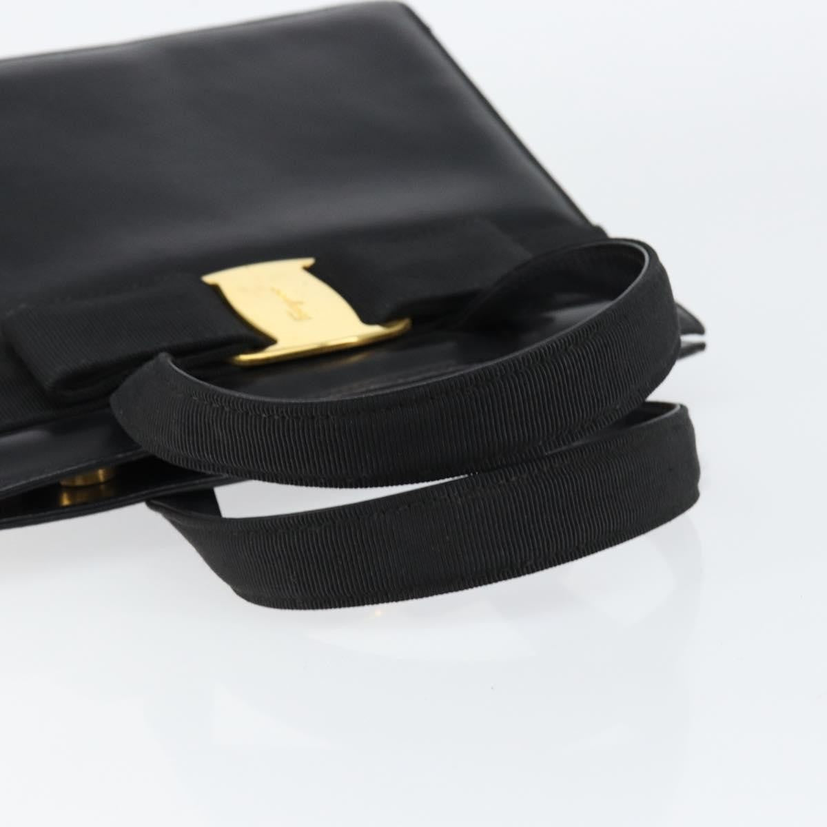 Salvatore Ferragamo Convertible Vara Bow Tote Leather, BLACK, LEATHER, Handbag