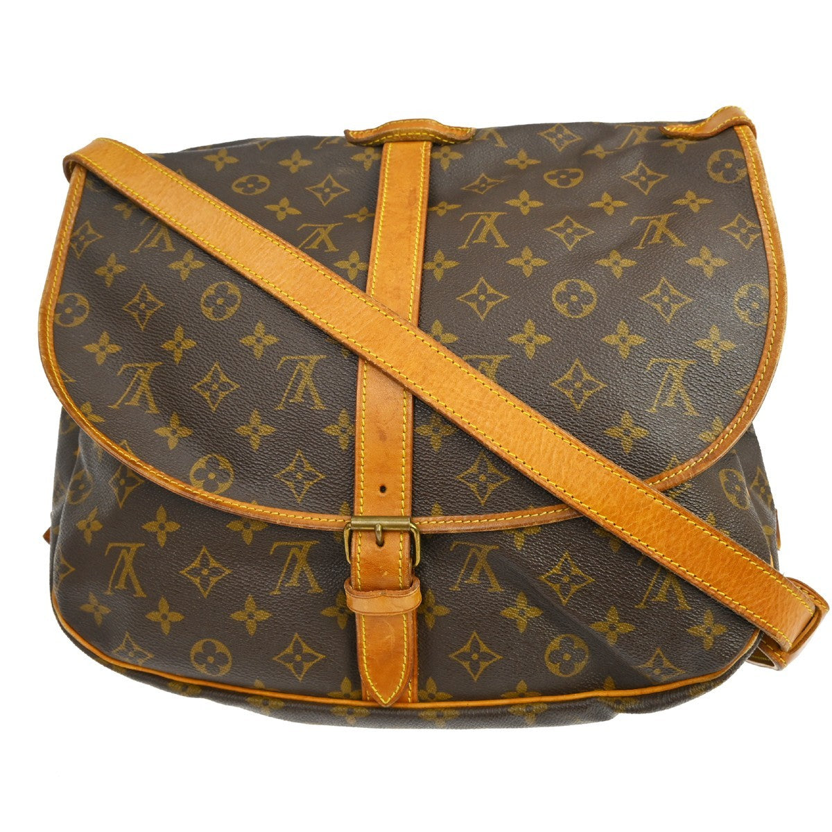 Louis Vuitton Saumur Handbag Monogram Canvas, Brown, Canvas, Shoulder Bag