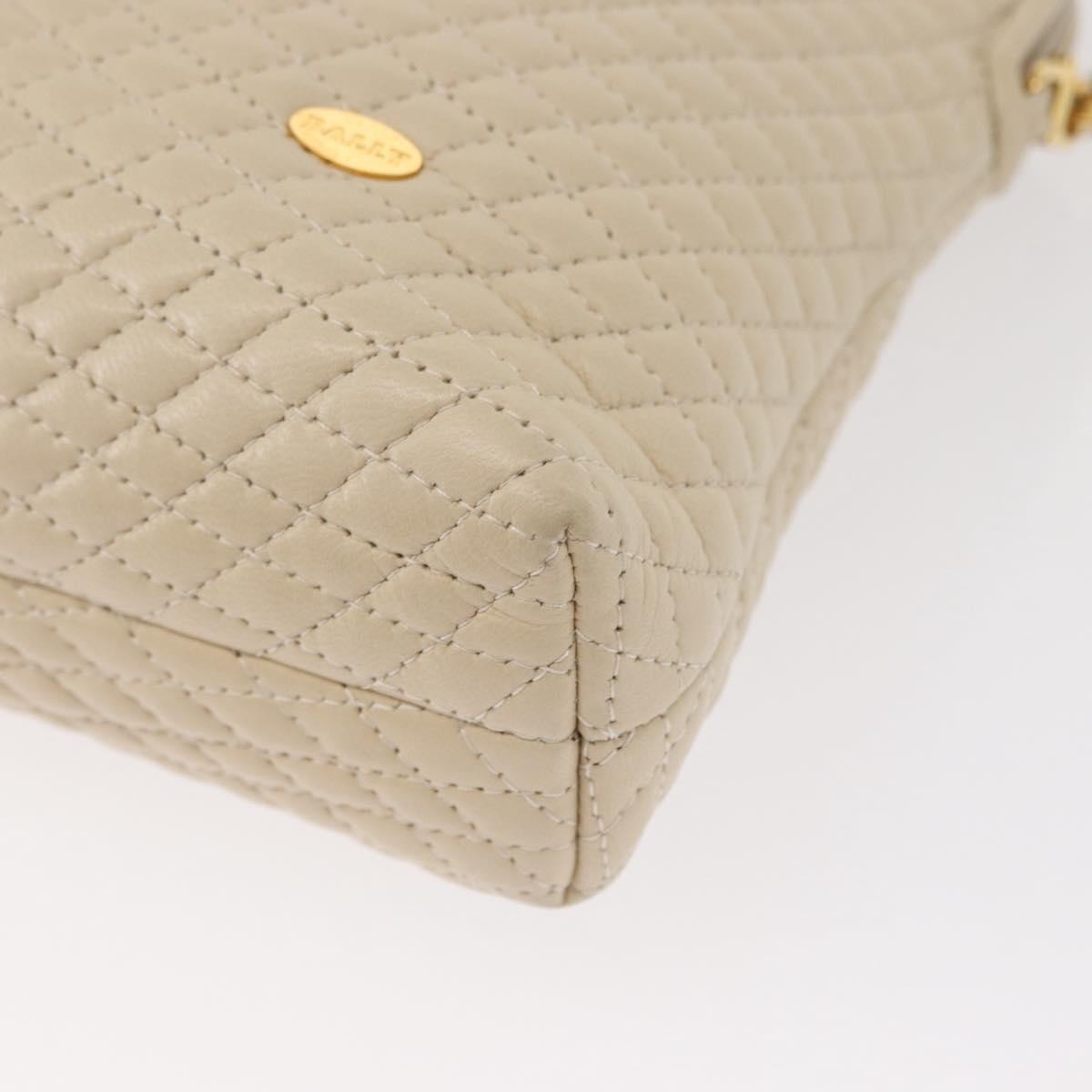Bally Vintage Chain Shoulder Bag Quilted Leather, Beige, Leather, Shoulder Bag
