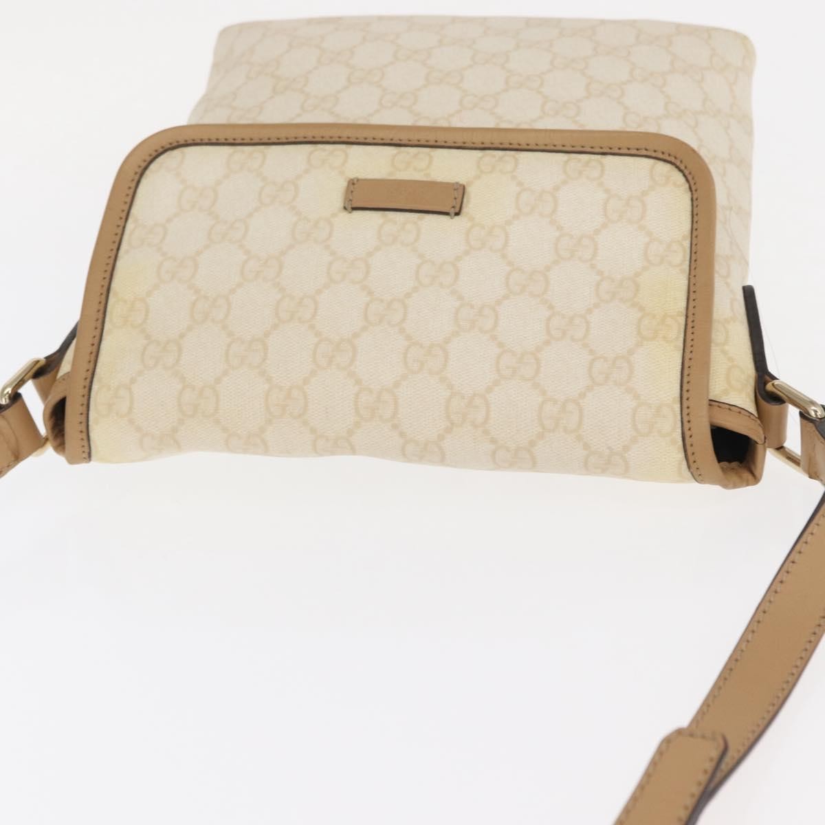 Gucci Flap Messenger GG Coated Canvas, WHITE, PVC, Shoulder bag