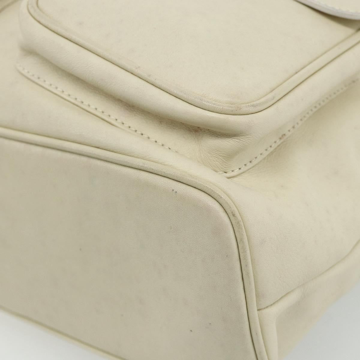 Gucci Vintage Bamboo Backpack Leather, White, Leather, Backpack