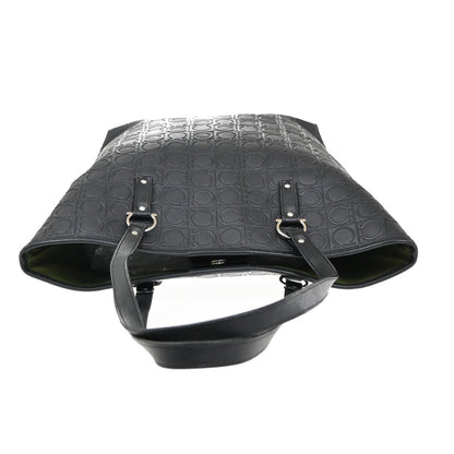 Salvatore Ferragamo Gancini Tote Gancini Canvas, Black, Canvas, Tote Bag