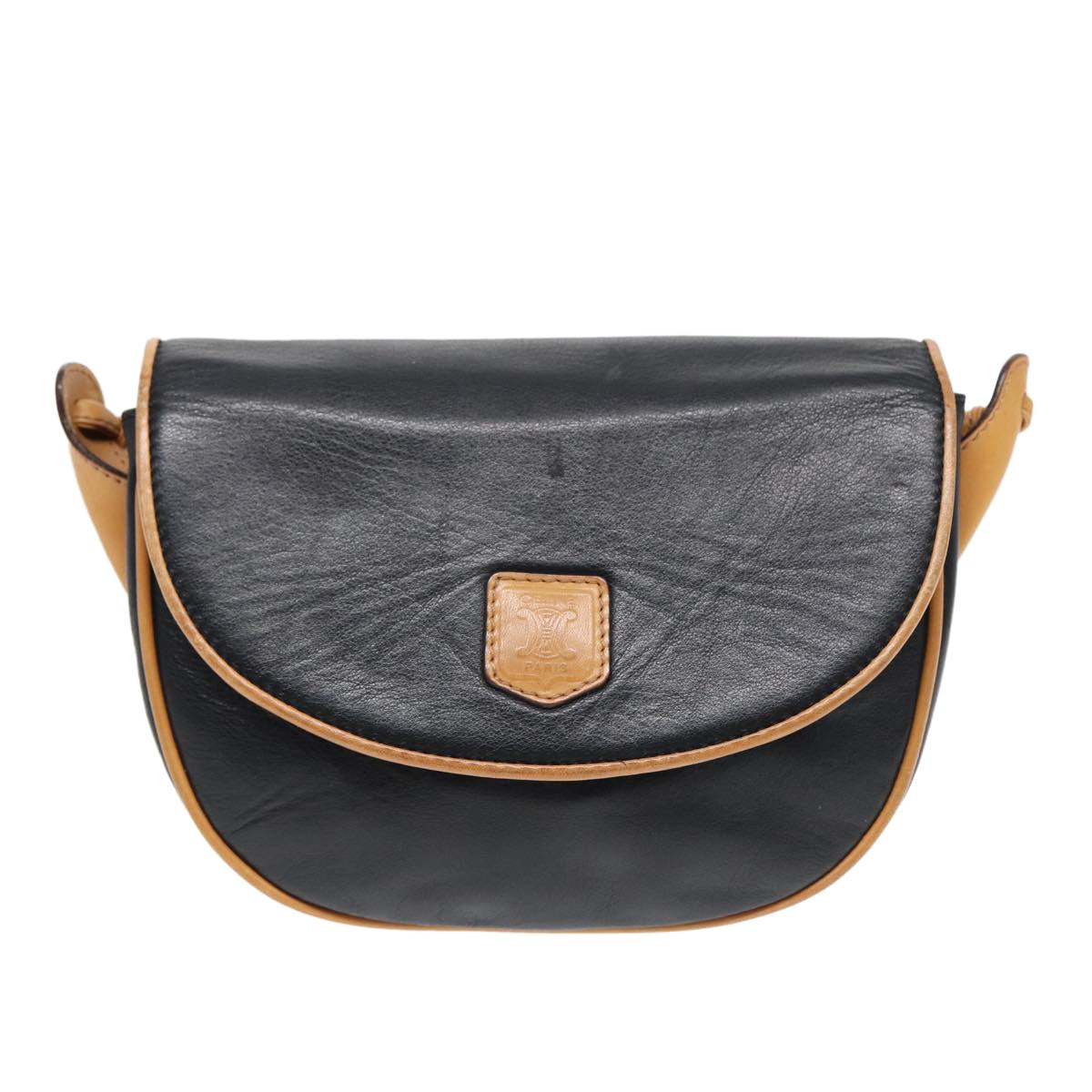 Celine Vintage Macadam Handbag vinyle, BLACK, LEATHER, Shoulder bag