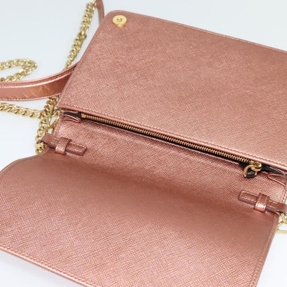 Prada Monochrome Chain Flap Bag Saffiano Leather, PINK, LEATHER, Shoulder bag