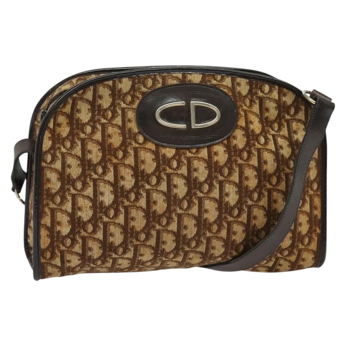 Christian Dior Vintage Trotter Shoulder Bag Canvas, BROWN, CANVAS, Shoulder bag