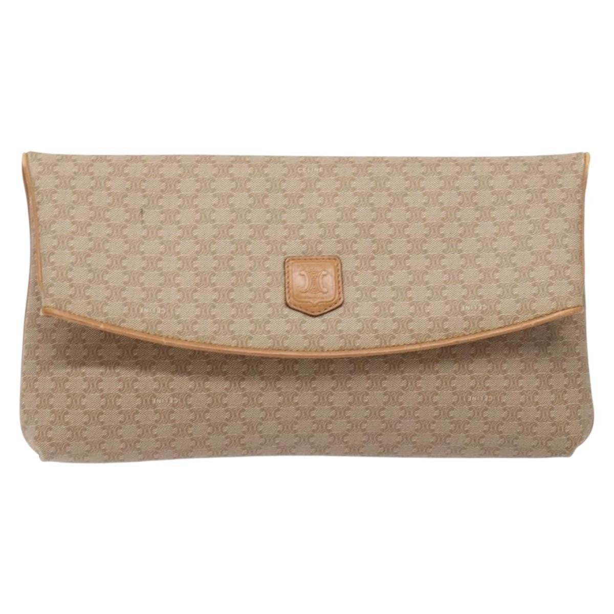 Celine Macadam Pochette Classic, BEIGE, LEATHER, Clutche & pouche