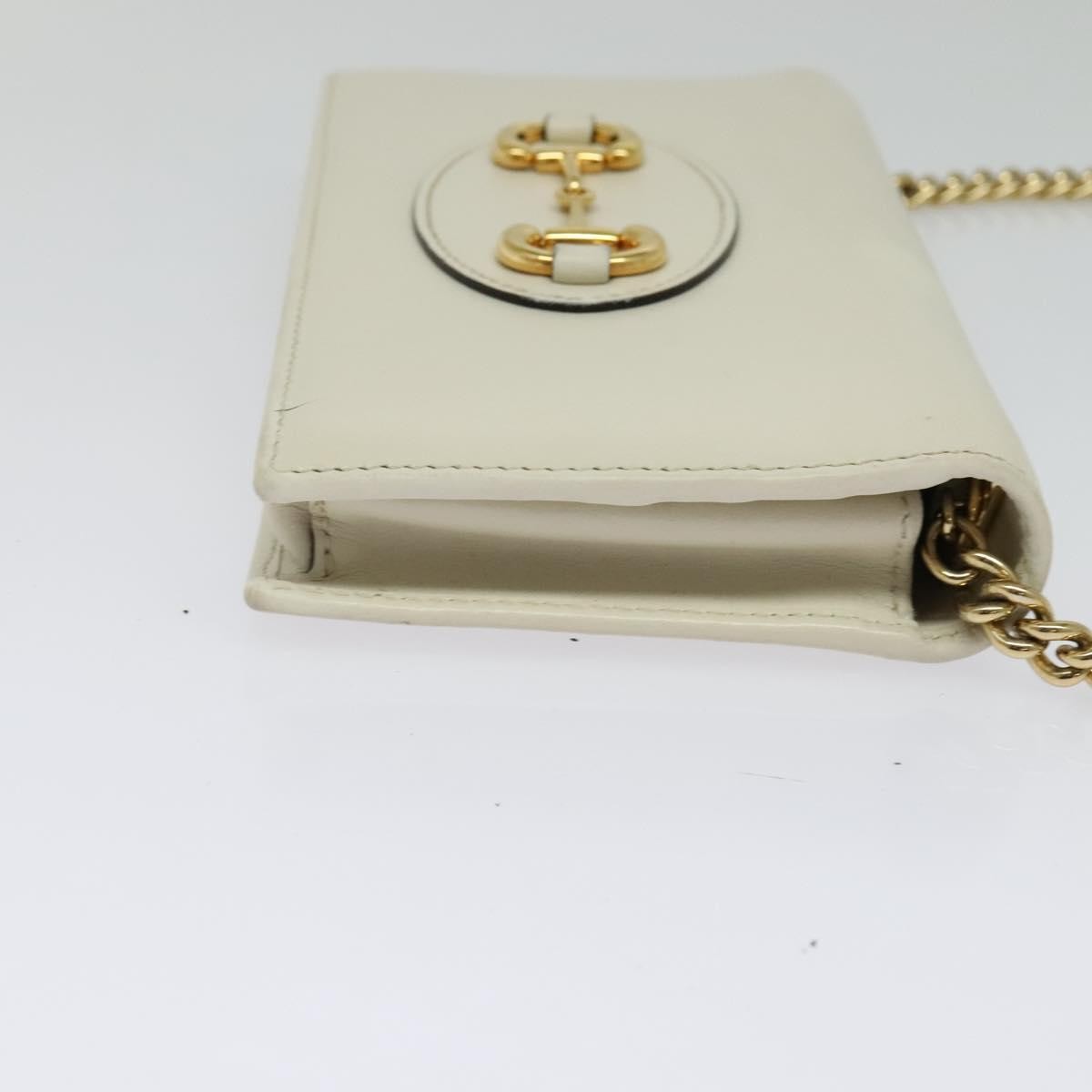 Gucci Horsebit 1955 Chain Wallet Leather, WHITE, LEATHER, Wallets