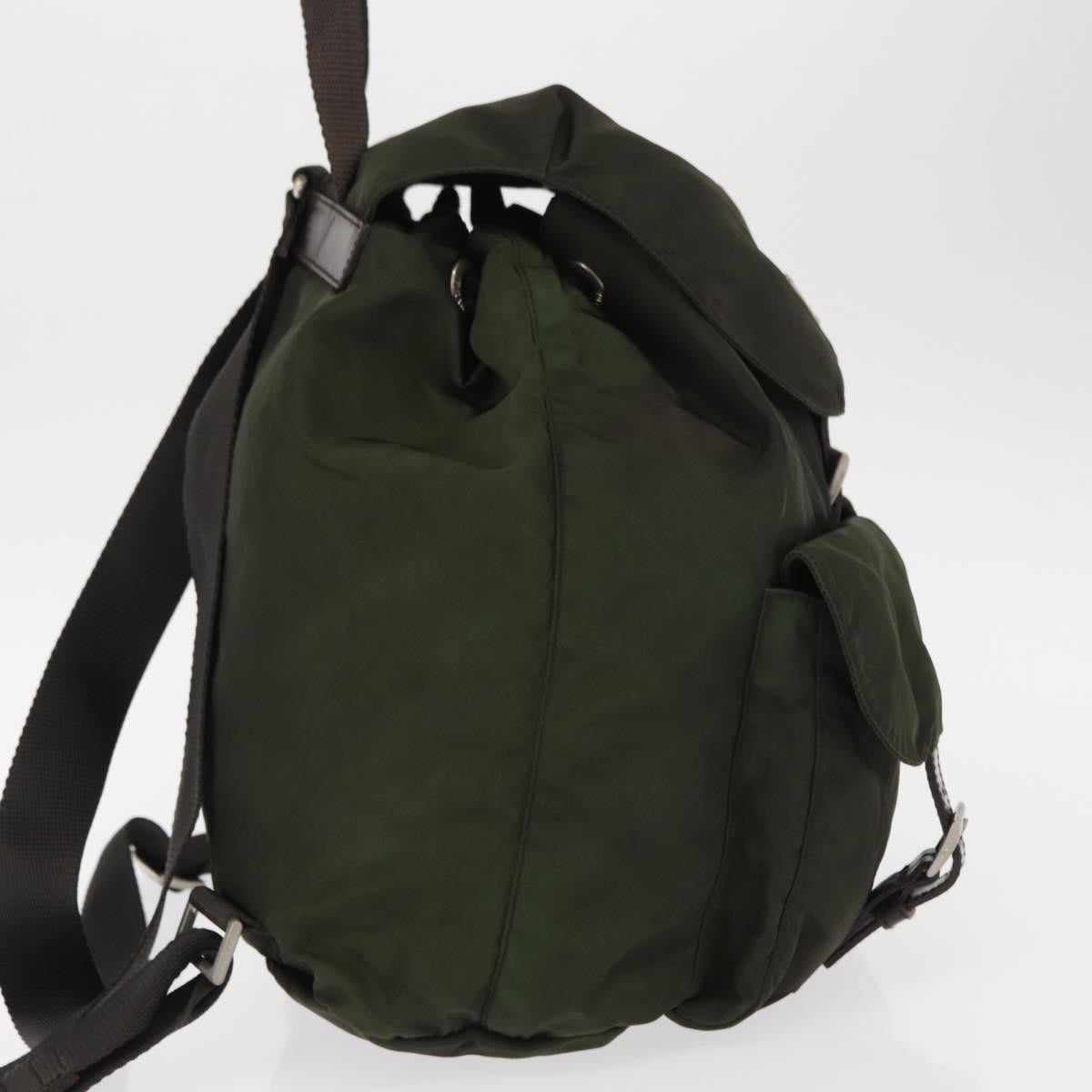 Prada Double Front Pocket Backpack Tessuto, Khaki, Nylon, Backpack