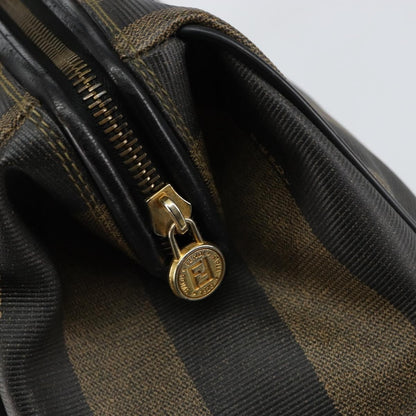 Fendi Vintage Pequin Boston Bag Coated Canvas, BLACK, CANVAS, Handbag