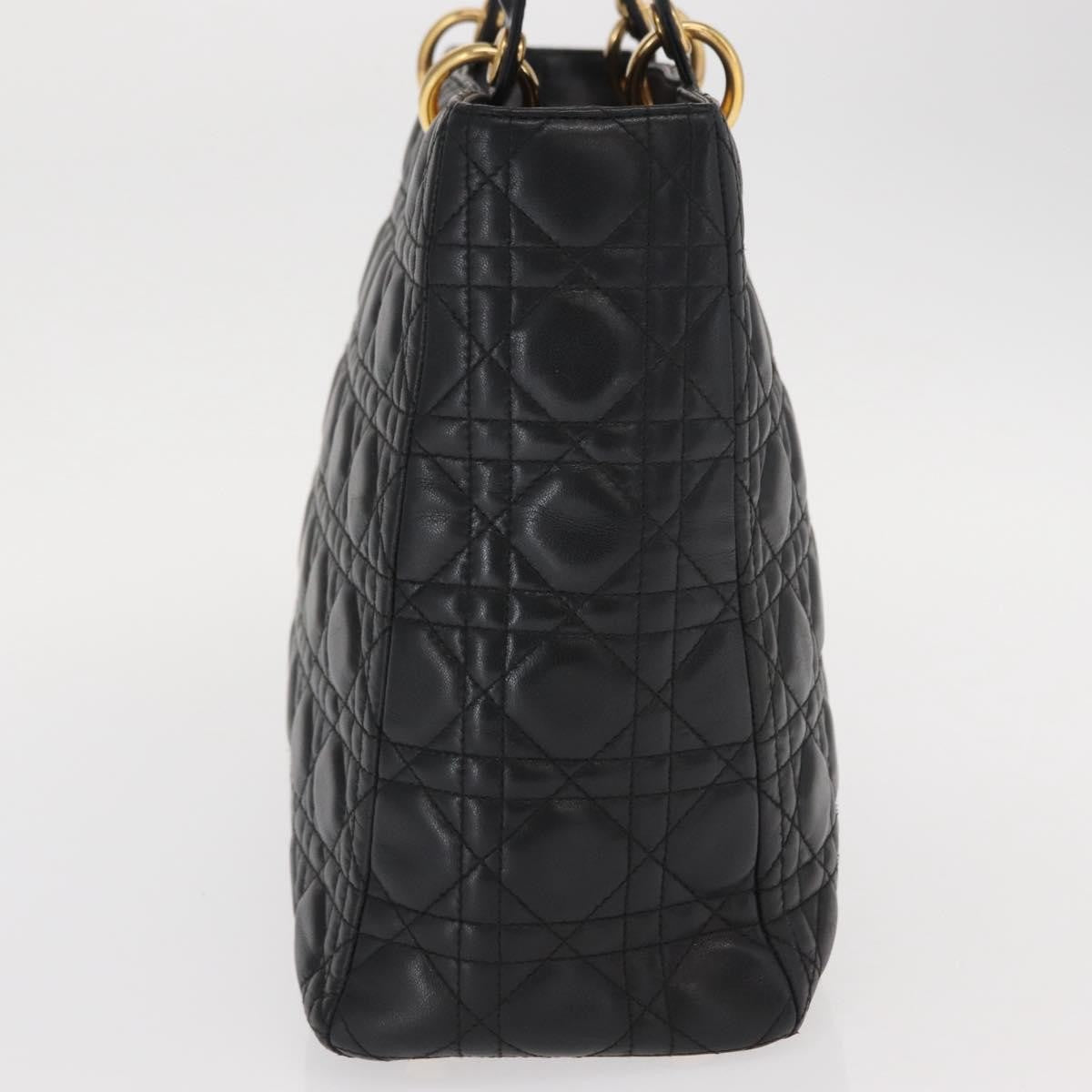 Christian Dior Lady Dior Bag Leather, BLACK, LEATHER, Handbag