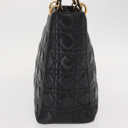 Christian Dior Lady Dior Bag Leather, BLACK, LEATHER, Handbag