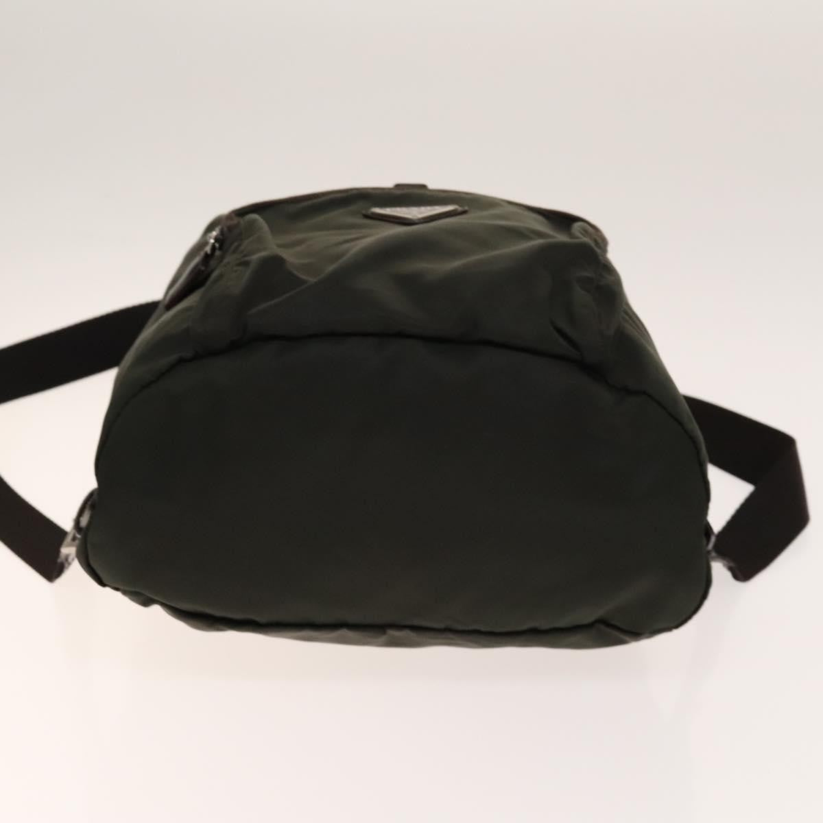 Prada Front Pocket Buckle Backpack Nylon, Khaki, Nylon, Backpack