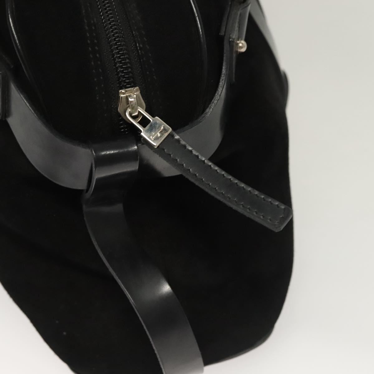 Salvatore Ferragamo Gancini handbag Suede, BLACK, SUEDE, Handbag