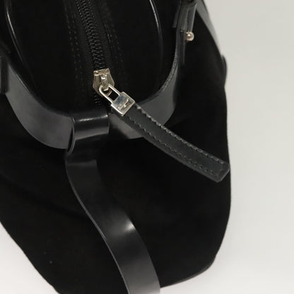 Salvatore Ferragamo Gancini handbag Suede, BLACK, SUEDE, Handbag