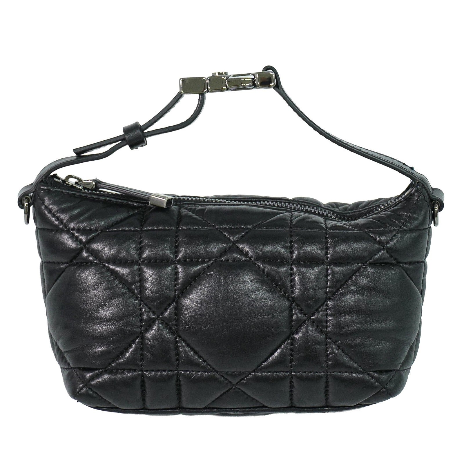 Christian Dior DiorTravel Nomad Pouch Macrocannage Quilt Calfskin, Black, Leather, Clutch