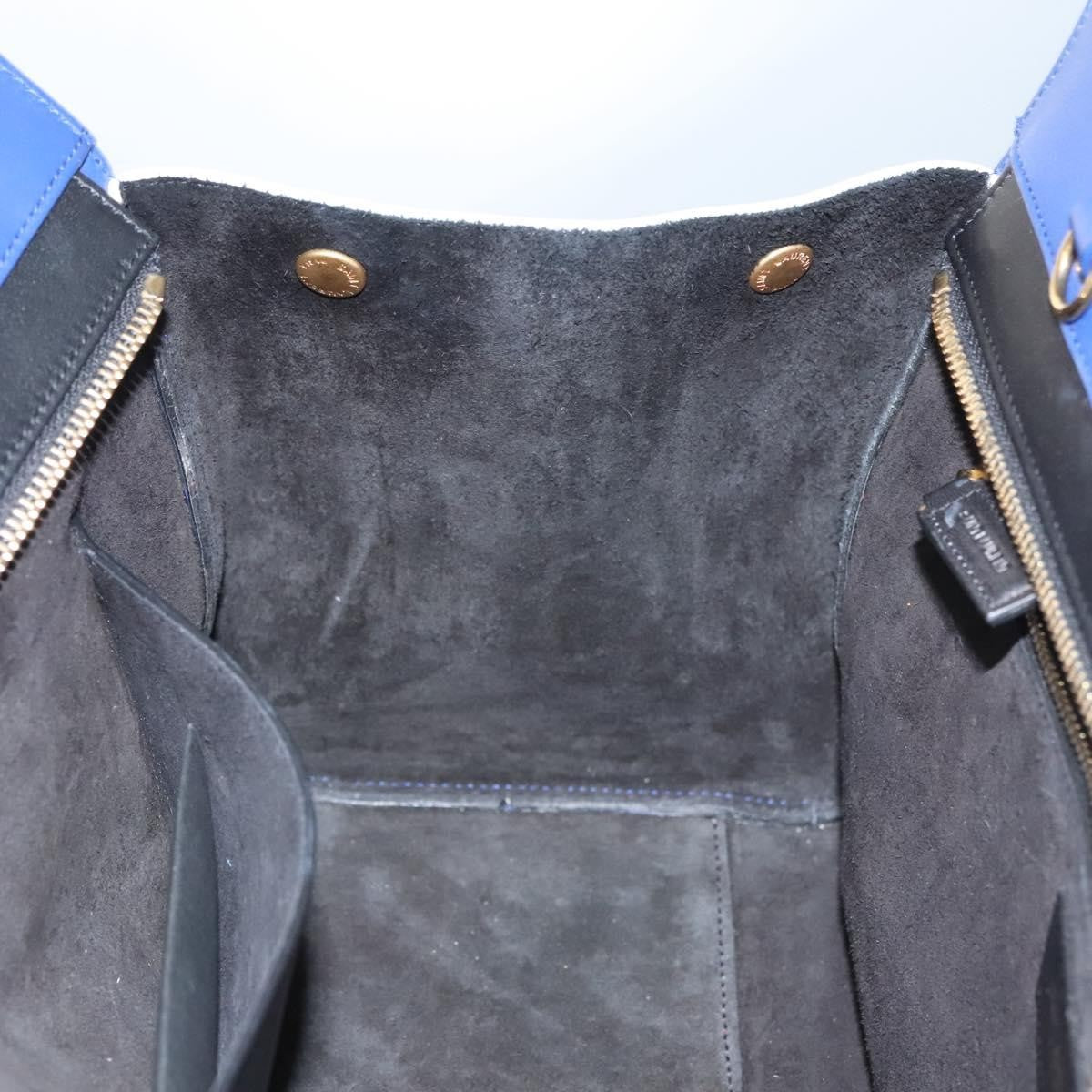 Saint Laurent Rive Gauche Cabas Leather, BLUE, LEATHER, Tote bag