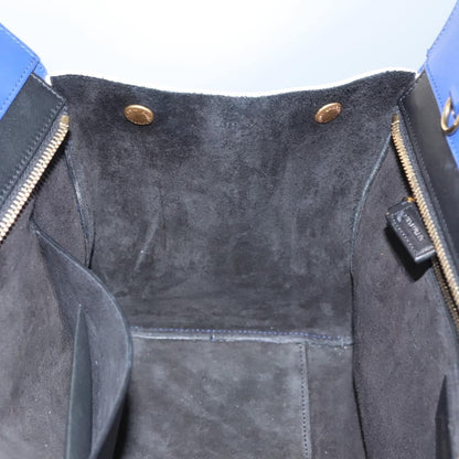 Saint Laurent Rive Gauche Cabas Leather, BLUE, LEATHER, Tote bag