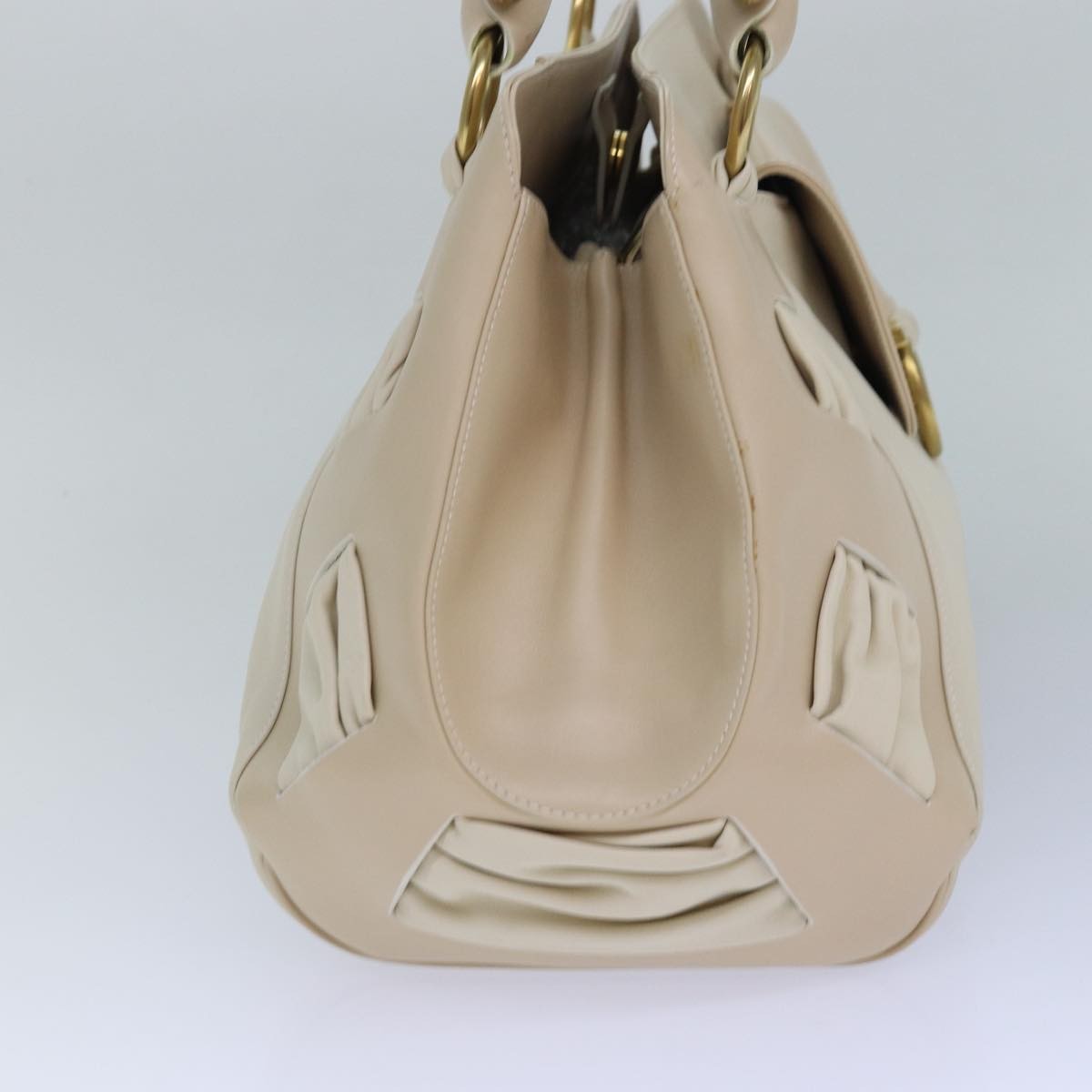 Salvatore Ferragamo Gancini Shoulder Bag Leather, BEIGE, LEATHER, Shoulder bag
