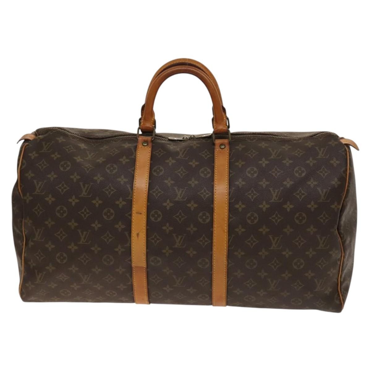 Louis Vuitton Keepall Bag Monogram Canvas, BROWN, CANVAS, Travel bag
