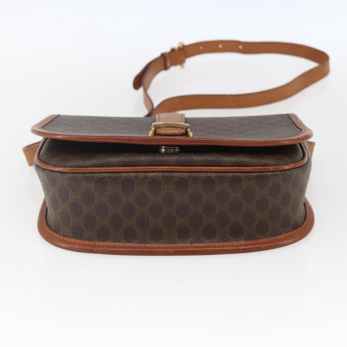 Celine Vintage Macadam Shoulder Bag Canvas and Leather, BROWN, PVC, Shoulder bag