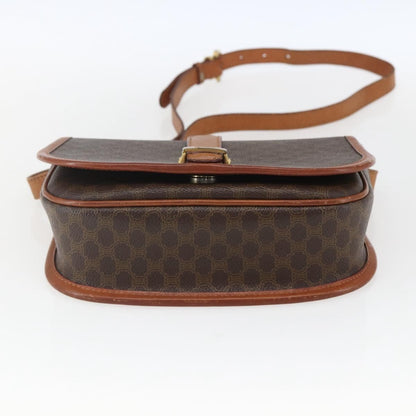 Celine Vintage Macadam Shoulder Bag Canvas and Leather, BROWN, PVC, Shoulder bag
