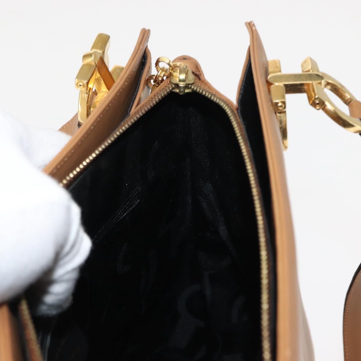 Salvatore Ferragamo Gancini Shoulder Bag Leather, BEIGE, LEATHER, Shoulder bag