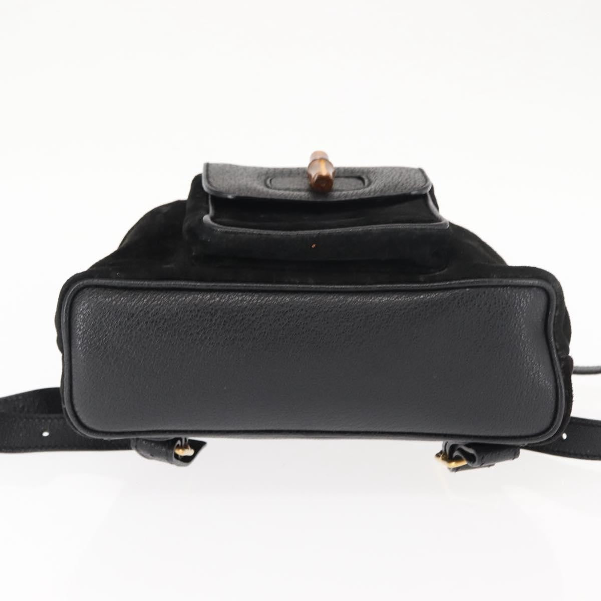 Gucci Vintage Bamboo Backpack Suede, BLACK, SUEDE, Backpack