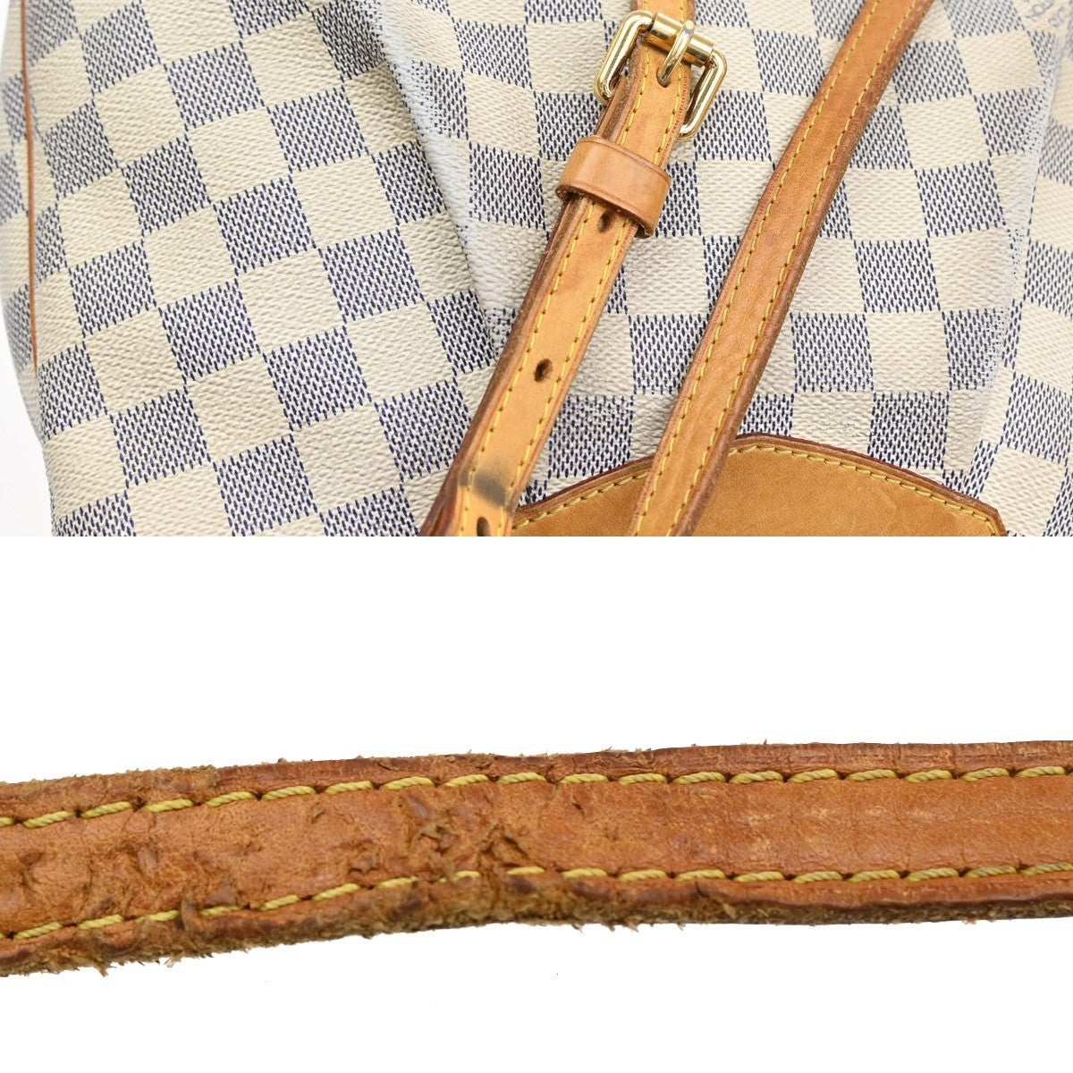 Louis Vuitton Siracusa Handbag Damier, WHITE, LEATHER, Shoulder bag