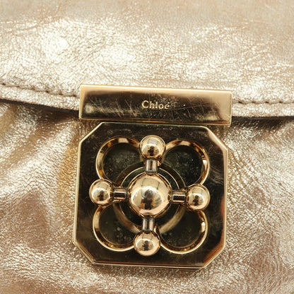 Chloe Elsie Convertible Satchel Leather, Gold, Leather, Handbag