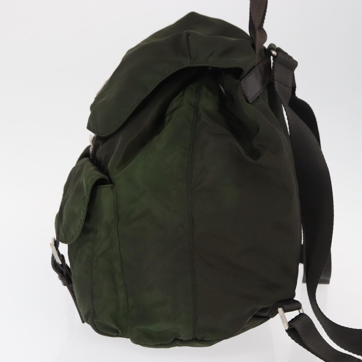 Prada Double Front Pocket Backpack Tessuto, Khaki, Nylon, Backpack