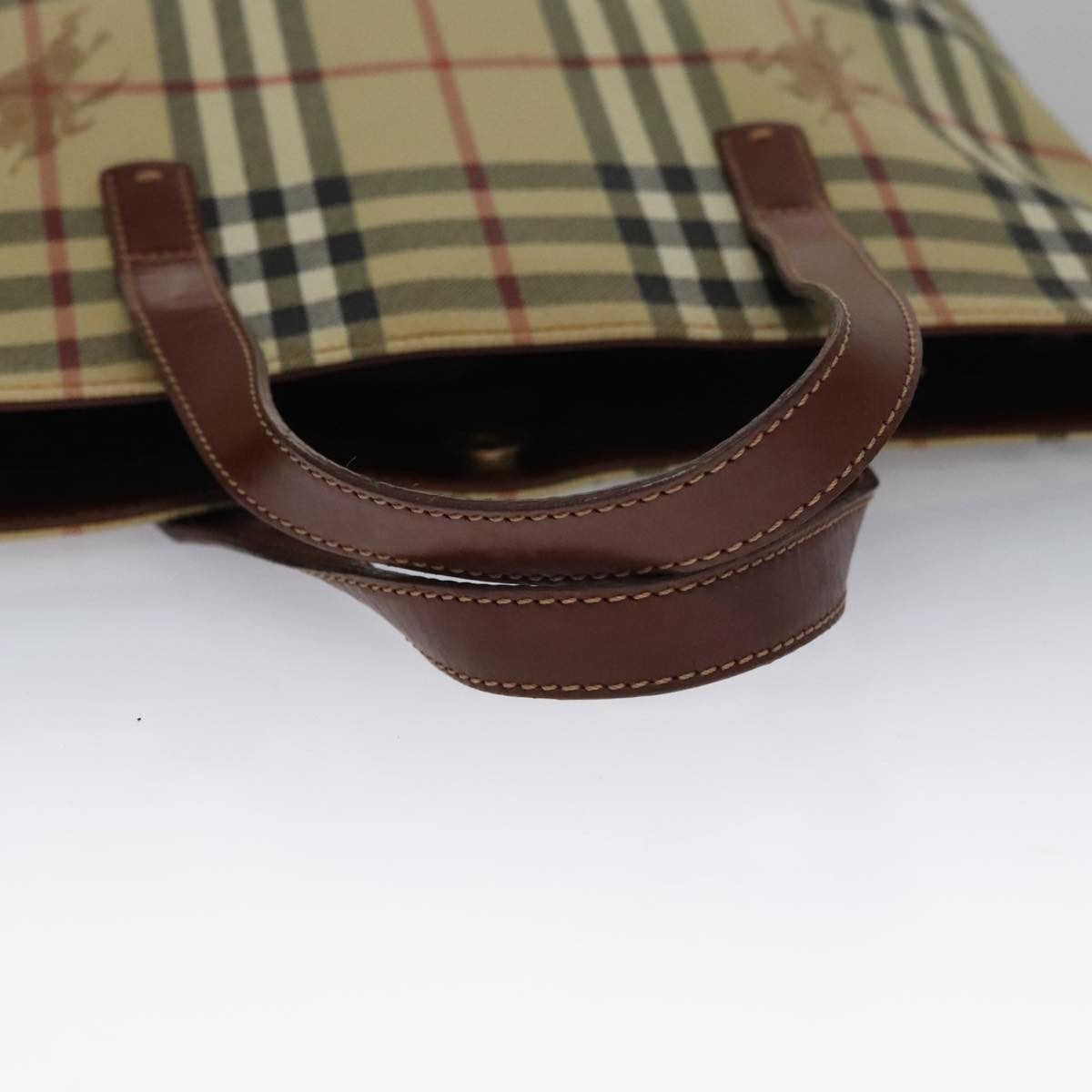 Burberry Top Handle Tote Haymarket Coated Canvas, BEIGE, CANVAS, Tote bag