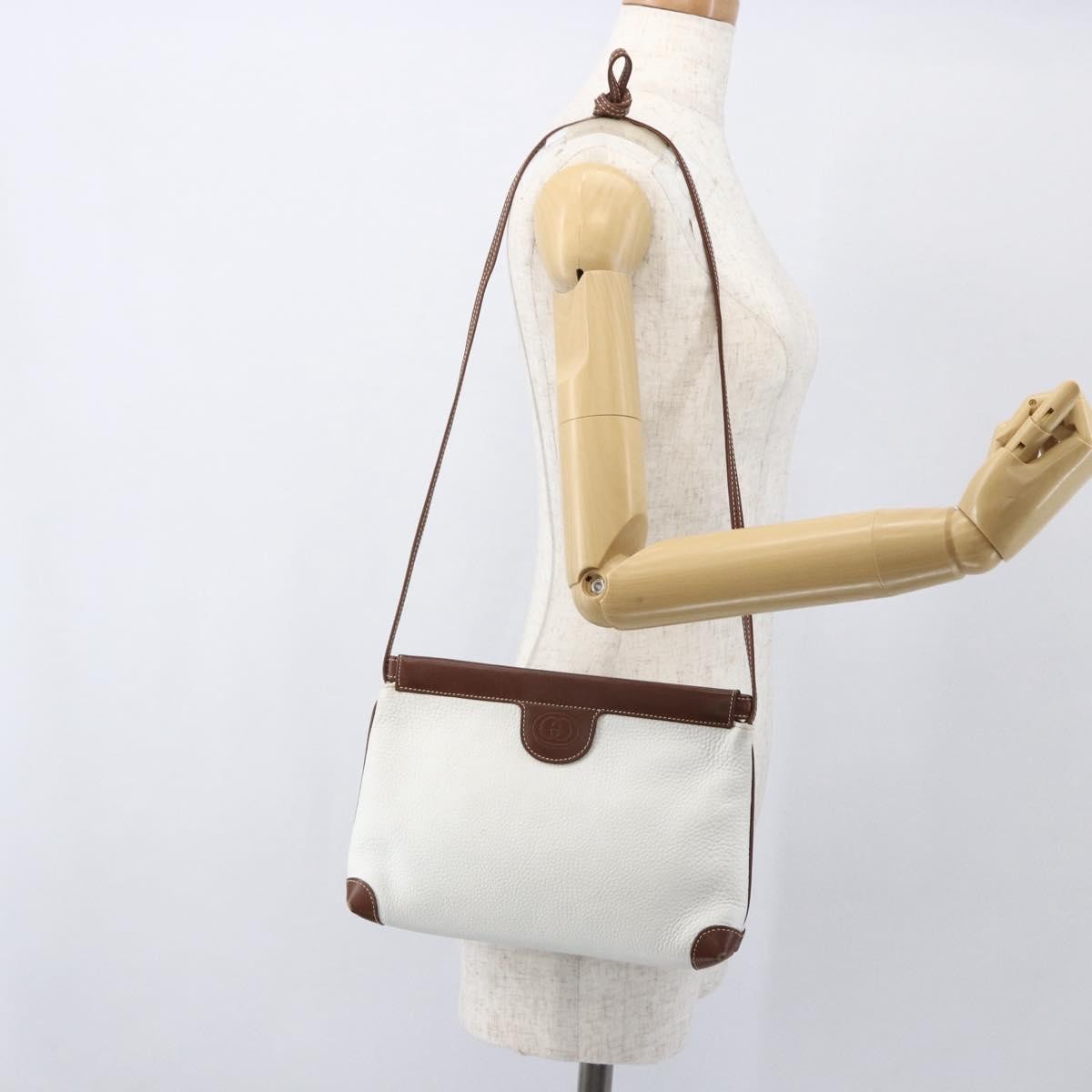 Gucci Vintage Shoulder Bag Leather, WHITE, LEATHER, Shoulder bag