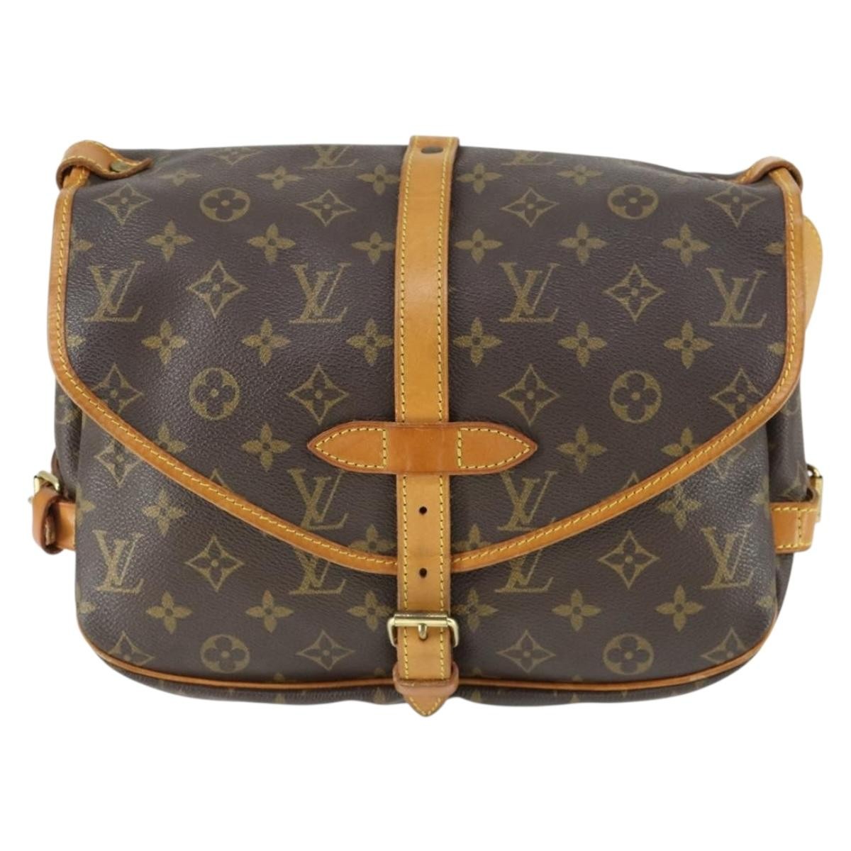 Louis Vuitton Saumur Handbag Monogram Canvas, BROWN, CANVAS, Shoulder bag