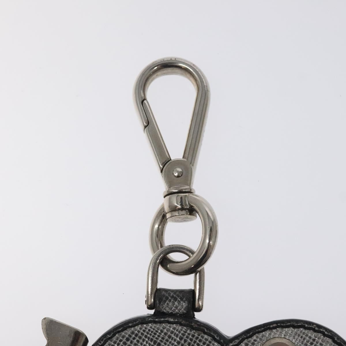 Prada keyring Leather, SILVER, LEATHER, Pendant & Charms